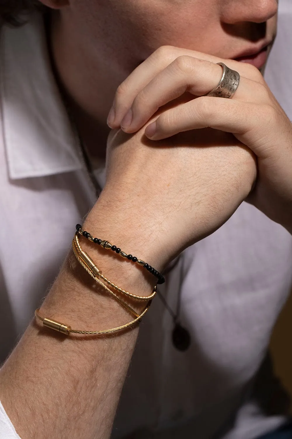 15g Polished Yellow Gold Double Cable Bracelet