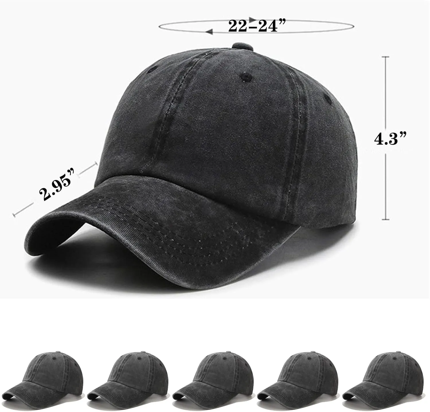 2/5/6 Packs Vintage Washed Plain Baseball Cap Distressed Dad Golf Hat for Men Women