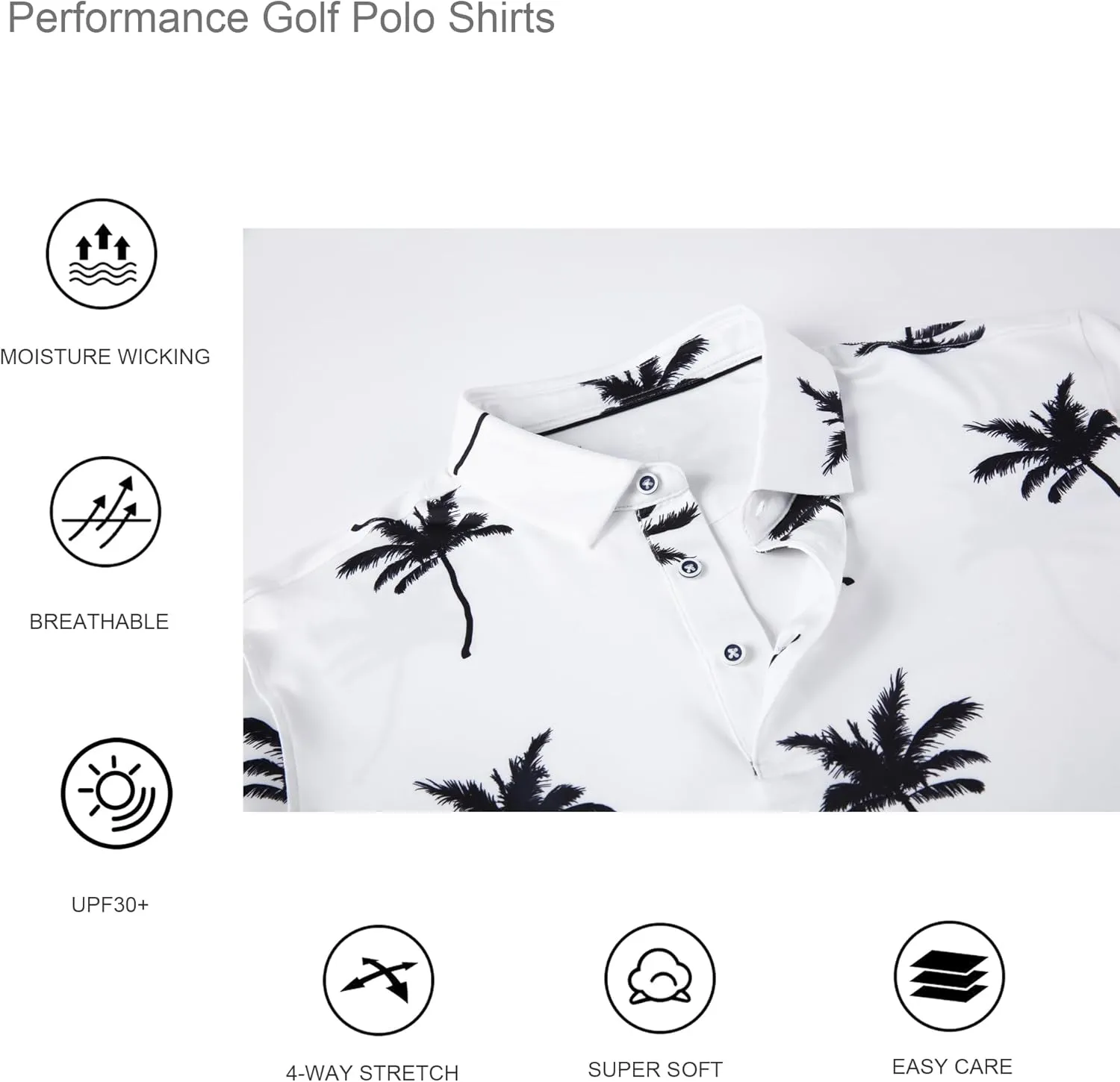 Alex Vando Mens Golf Shirt Moisture Wicking Quick-Dry Print Performance Polo Shirts for Men