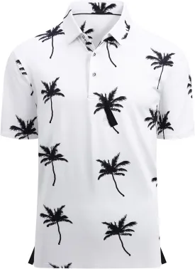 Alex Vando Mens Golf Shirt Moisture Wicking Quick-Dry Print Performance Polo Shirts for Men