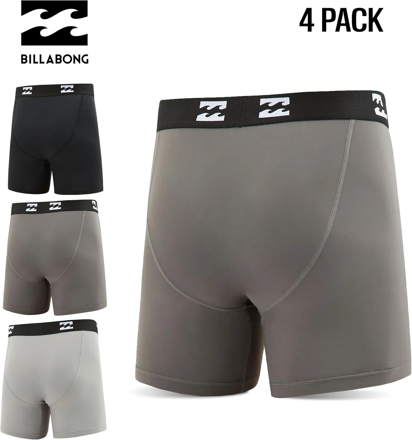 Billabong Mens Underwear 4 Pack Microfiber Performance Boxer Briefs for Men