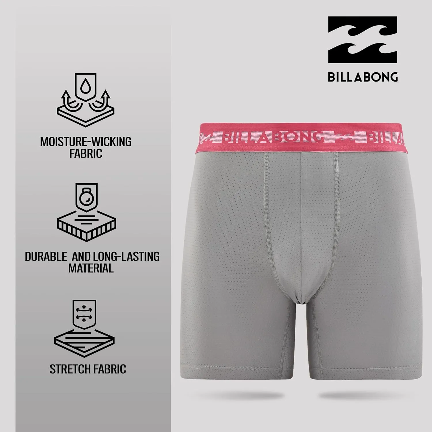 Billabong Mens Underwear 4 Pack Microfiber Performance Boxer Briefs for Men