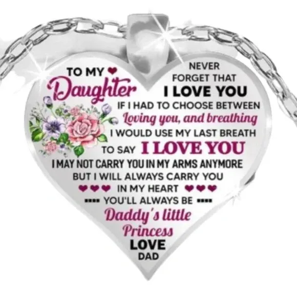 Brand New 4 pcs "To My Daughter My Little Girl Forever" Pendant Necklace. Fashion Jewelry