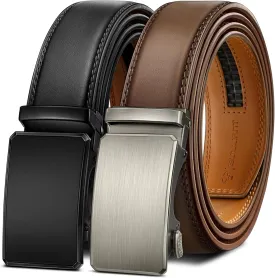 BULLIANT Men Belt 2Pack Ratchet Belt Adjustable For Gift Men Dress Jeans Casual Pants 1 3/8-Cut For Fit