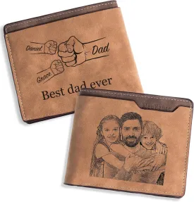 Easycosy Custom Wallet for Men Personalized Photo Wallet Engraved Customized Picture Gifts for Him, Personalized Gifts for Dad Father Boyfriend Husband