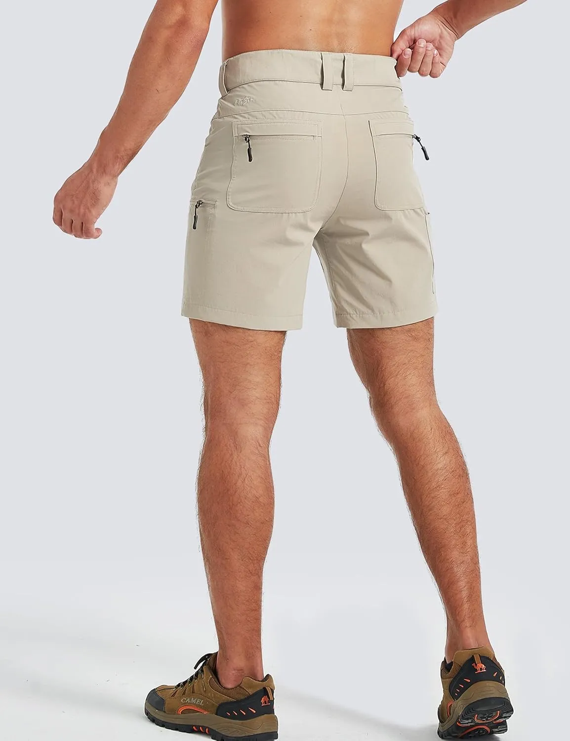 FitsT4 Sports Mens Shorts 7 Inch Inseam Stretch Water Resistant Hiking Cargo Shorts with Elastic Waistband