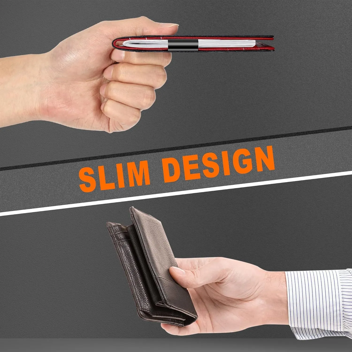 Gostwo Slim Wallet for Men Minimalist Front Pocket Bifold Wallet ID Window Card Case with Money Clip Thin Credit Card Holder
