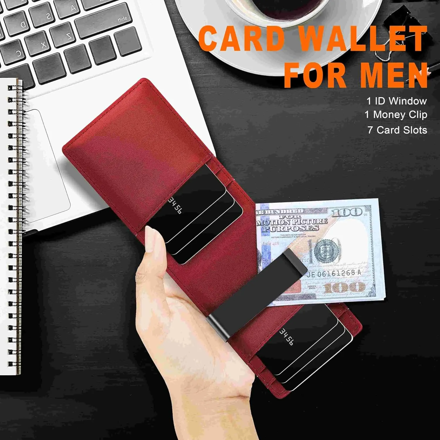 Gostwo Slim Wallet for Men Minimalist Front Pocket Bifold Wallet ID Window Card Case with Money Clip Thin Credit Card Holder