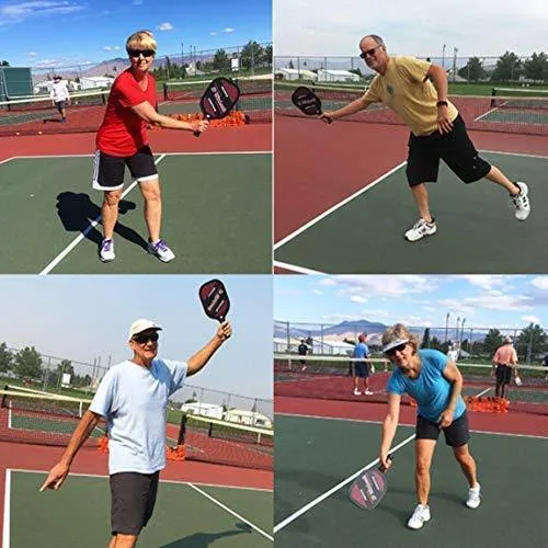 JP WinLook Pickleball Paddle Set - 2 Premium Graphite Rackets Honeycomb Composite Core 3 Balls, Ultra Cushion Grip, Portable Racquet Cover Case Bag Accessories Gift Kit, Men Women Kids Indoor Outdoor