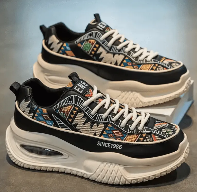 Men’s Casual Running Shoes – Graffiti Thick Bottom Dad Shoes for Spring