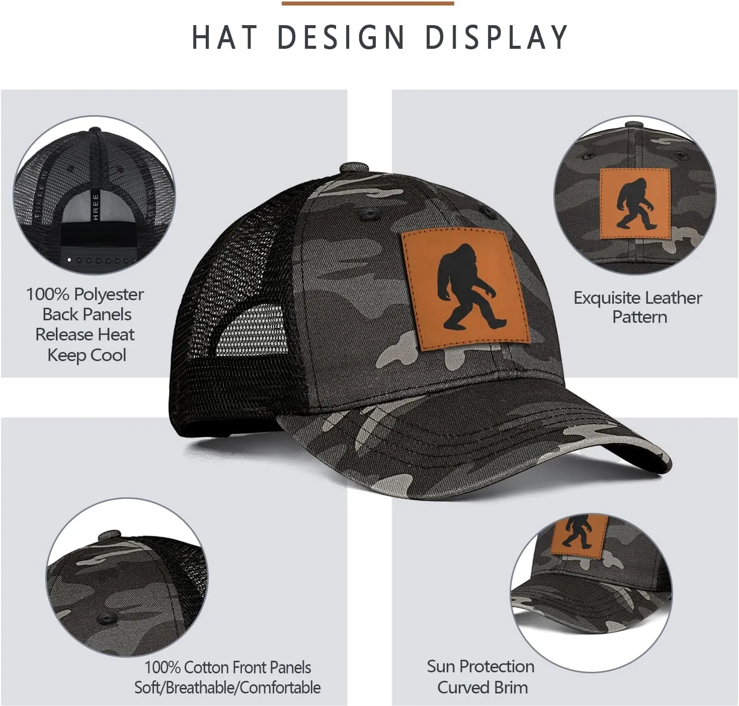 Men's Hat Gifts for Dad Husband Grandpa Father's Day Christmas Birthday Gifts Trucker Hat Leather Pattern Baseball Cap
