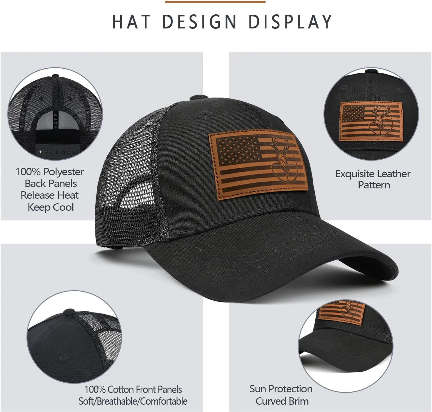 Men's Hat Gifts for Dad Husband Grandpa Father's Day Christmas Birthday Gifts Trucker Hat Leather Pattern Baseball Cap