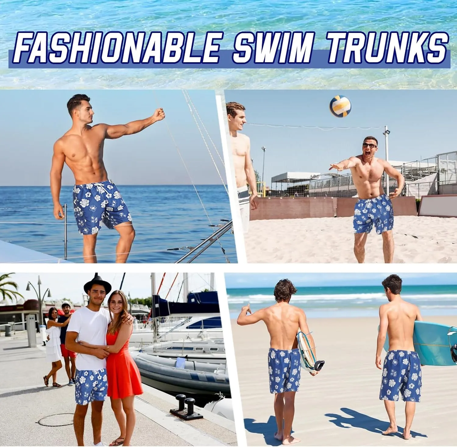 Mens Swim Trunks Swim Shorts Swimwear Quick Dry 7???? Swimming Trunks with Mesh Lining