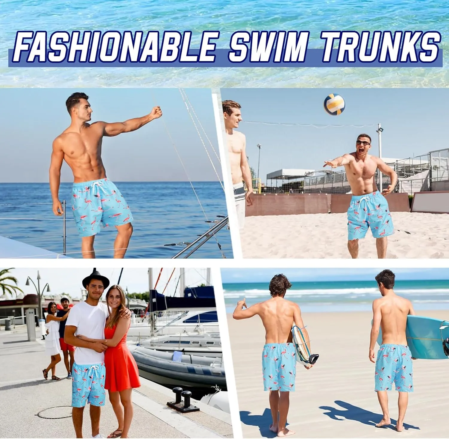 Mens Swim Trunks Swim Shorts Swimwear Quick Dry 7???? Swimming Trunks with Mesh Lining