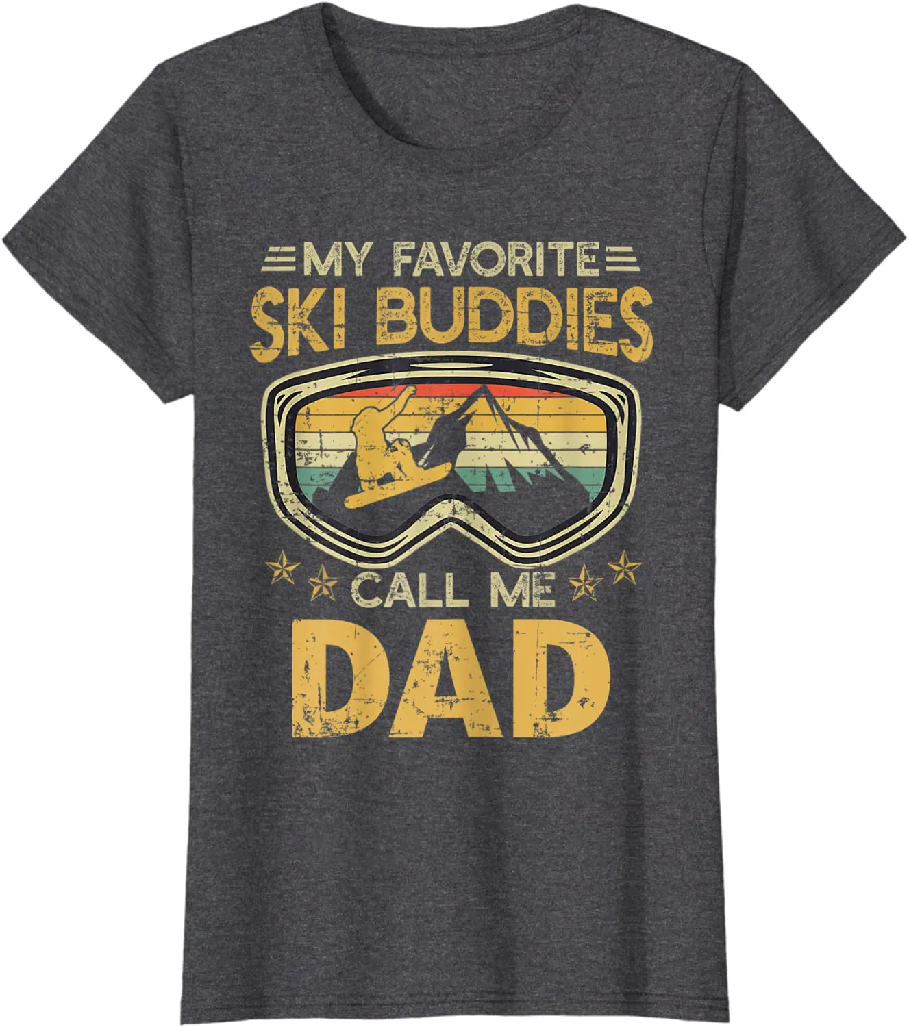 Mens Vintage My Favorite Ski Buddies Call Me Dad T-Shirt