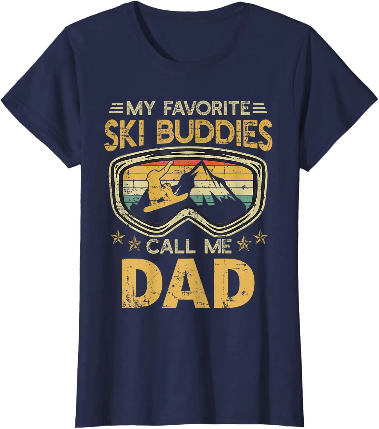 Mens Vintage My Favorite Ski Buddies Call Me Dad T-Shirt