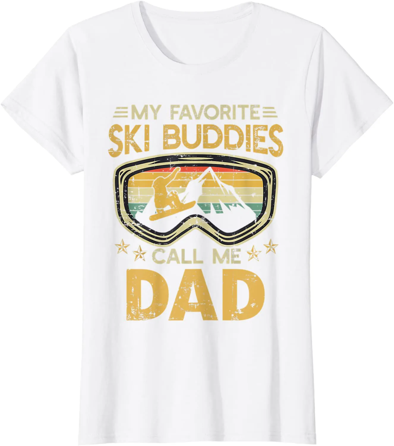 Mens Vintage My Favorite Ski Buddies Call Me Dad T-Shirt