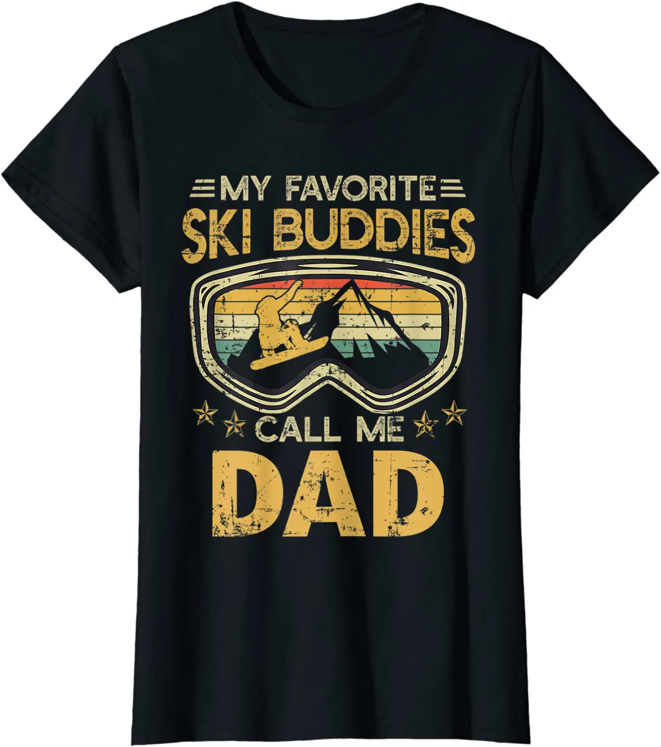Mens Vintage My Favorite Ski Buddies Call Me Dad T-Shirt