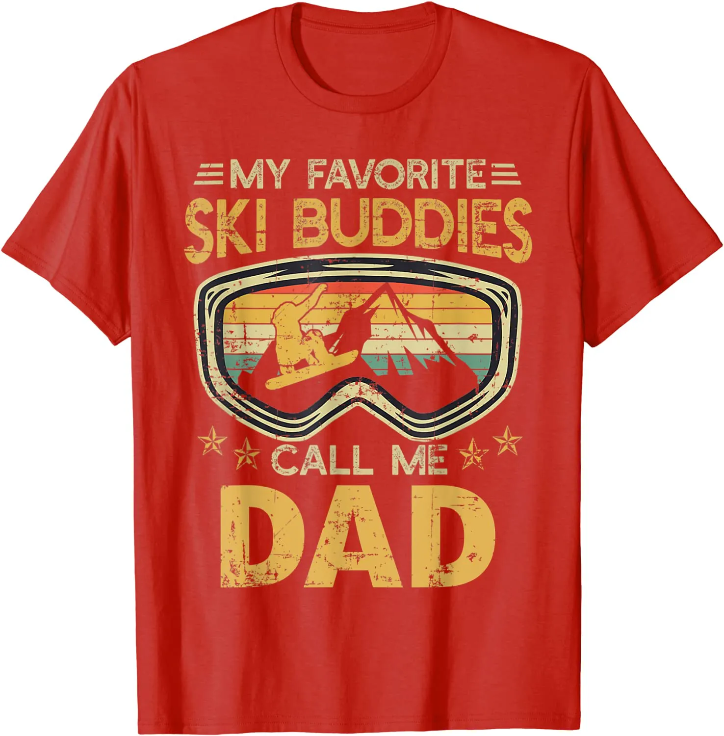 Mens Vintage My Favorite Ski Buddies Call Me Dad T-Shirt