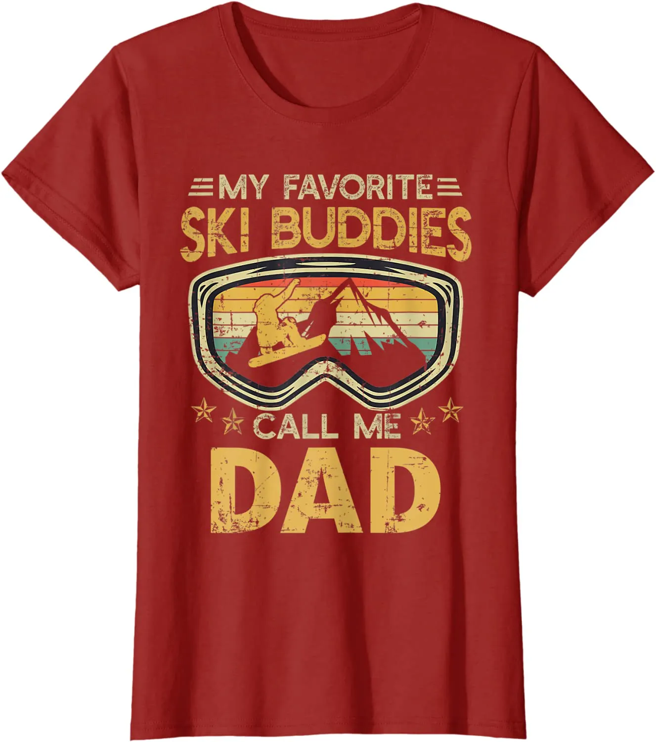 Mens Vintage My Favorite Ski Buddies Call Me Dad T-Shirt
