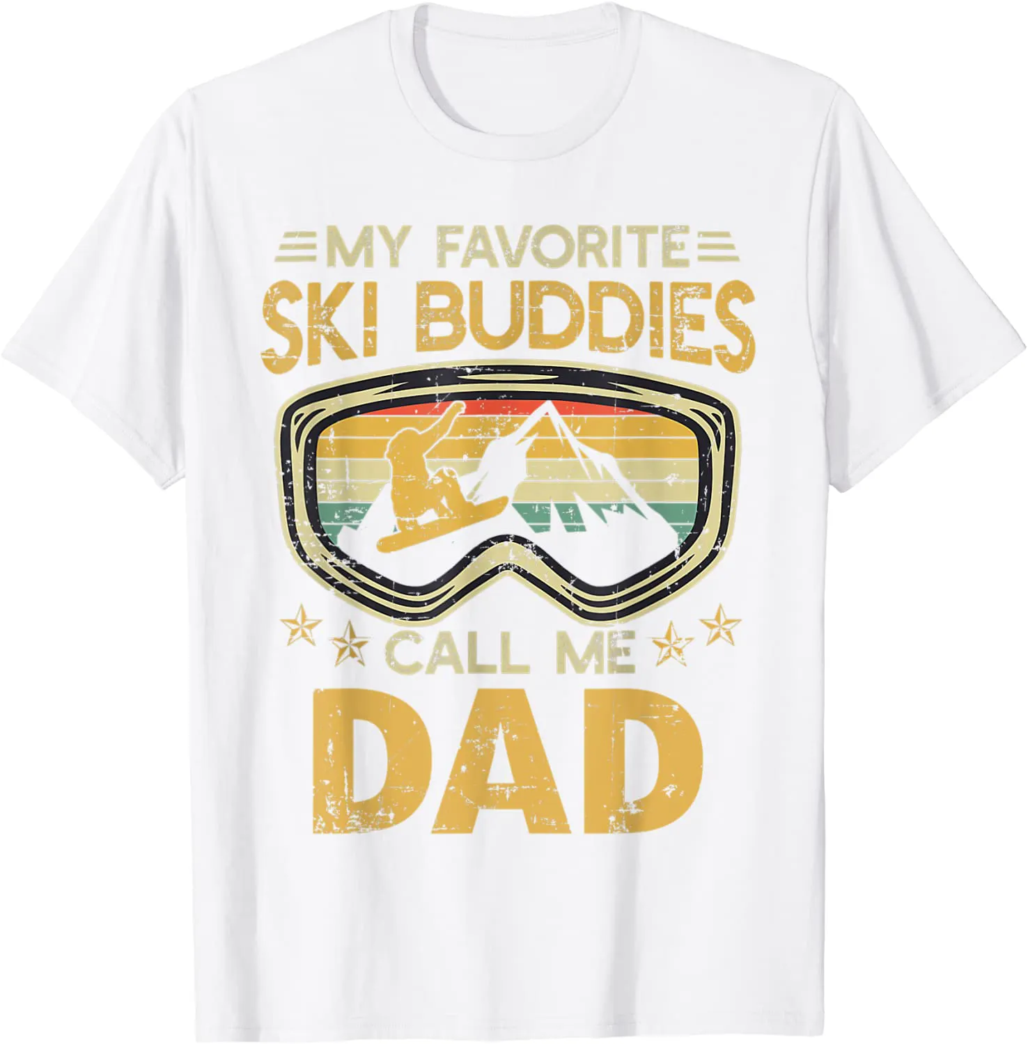 Mens Vintage My Favorite Ski Buddies Call Me Dad T-Shirt
