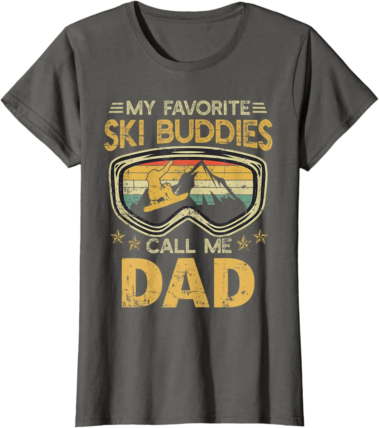 Mens Vintage My Favorite Ski Buddies Call Me Dad T-Shirt
