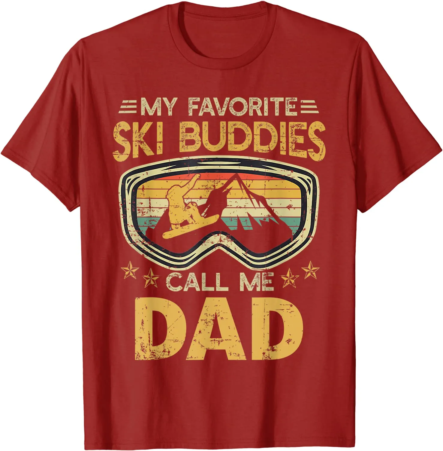 Mens Vintage My Favorite Ski Buddies Call Me Dad T-Shirt