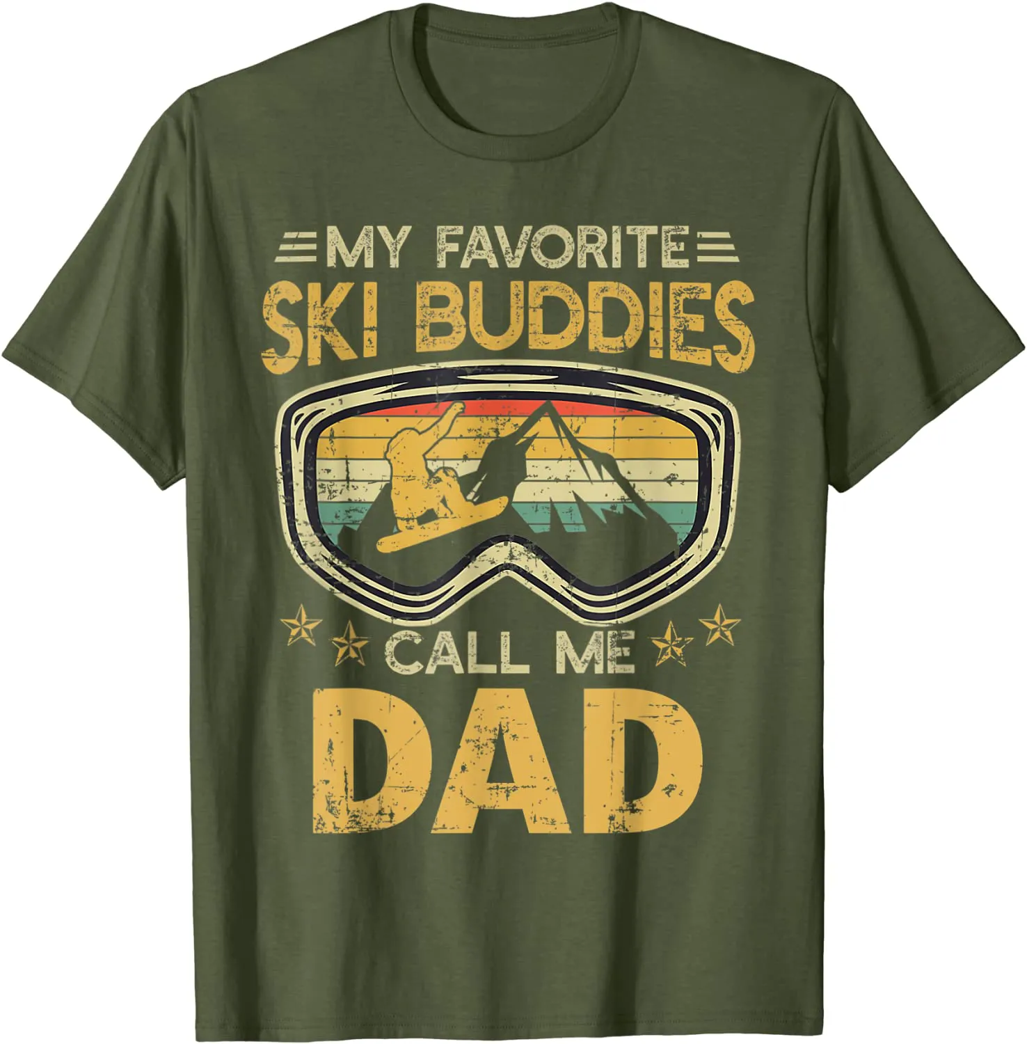 Mens Vintage My Favorite Ski Buddies Call Me Dad T-Shirt