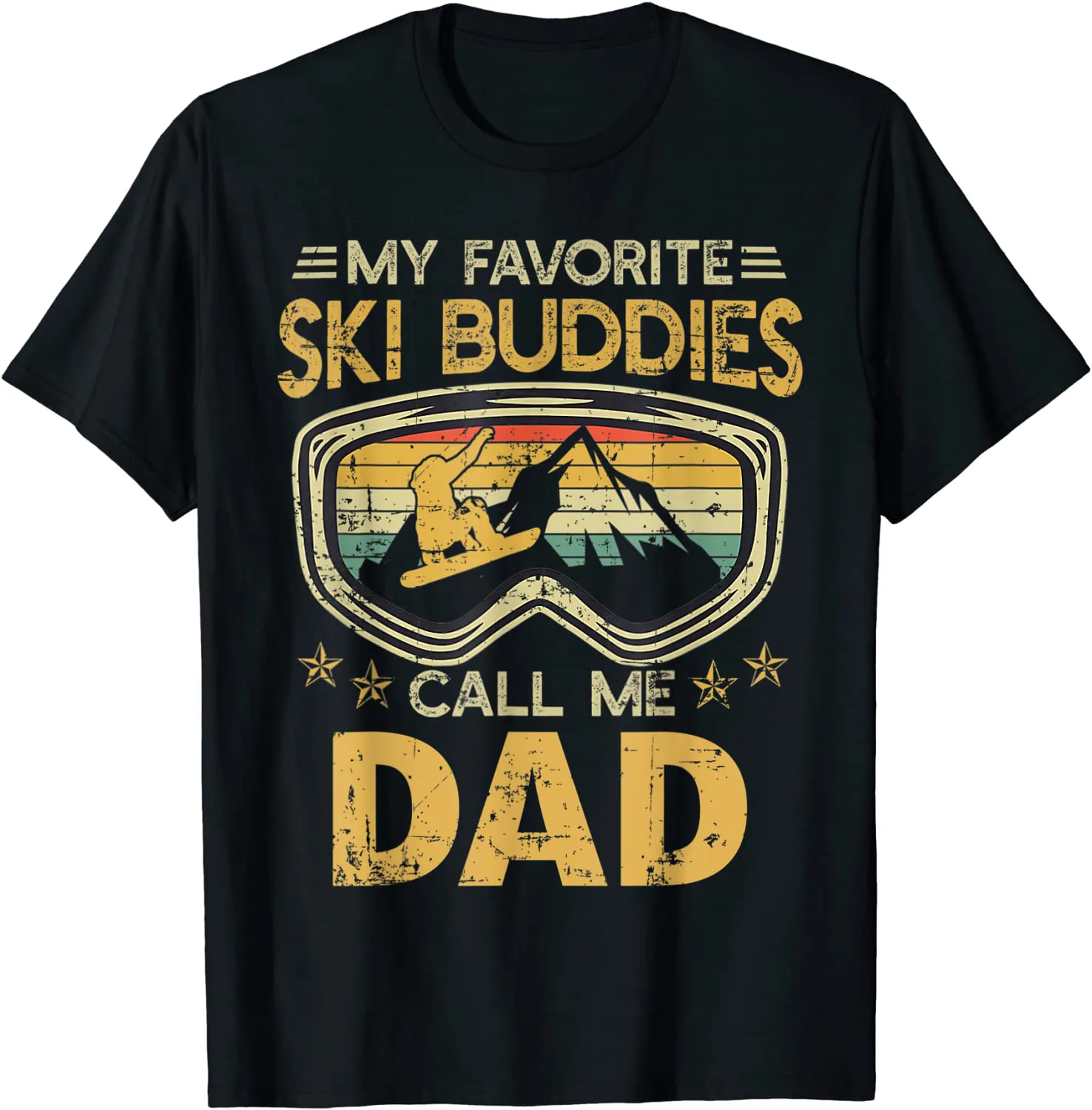 Mens Vintage My Favorite Ski Buddies Call Me Dad T-Shirt
