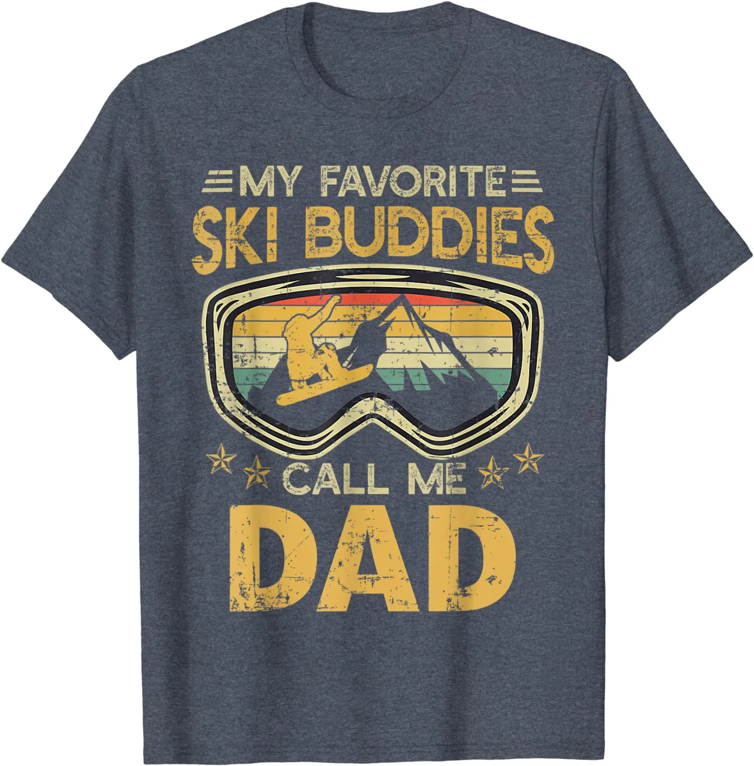 Mens Vintage My Favorite Ski Buddies Call Me Dad T-Shirt