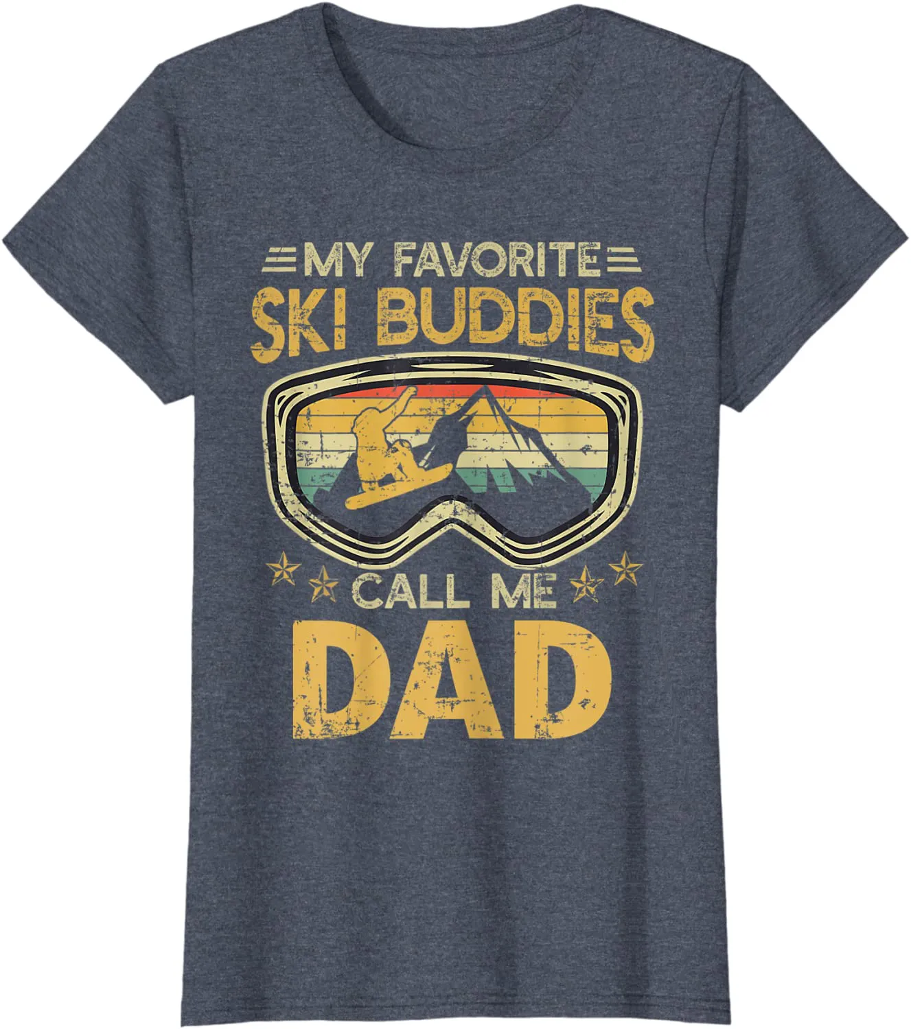 Mens Vintage My Favorite Ski Buddies Call Me Dad T-Shirt
