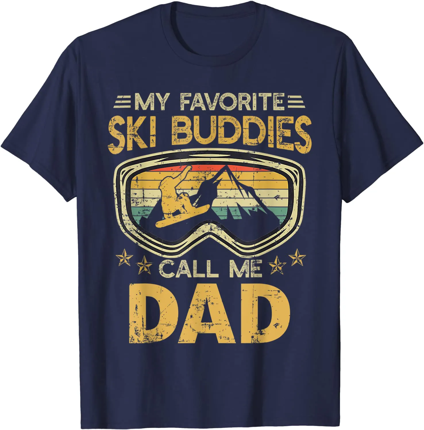 Mens Vintage My Favorite Ski Buddies Call Me Dad T-Shirt