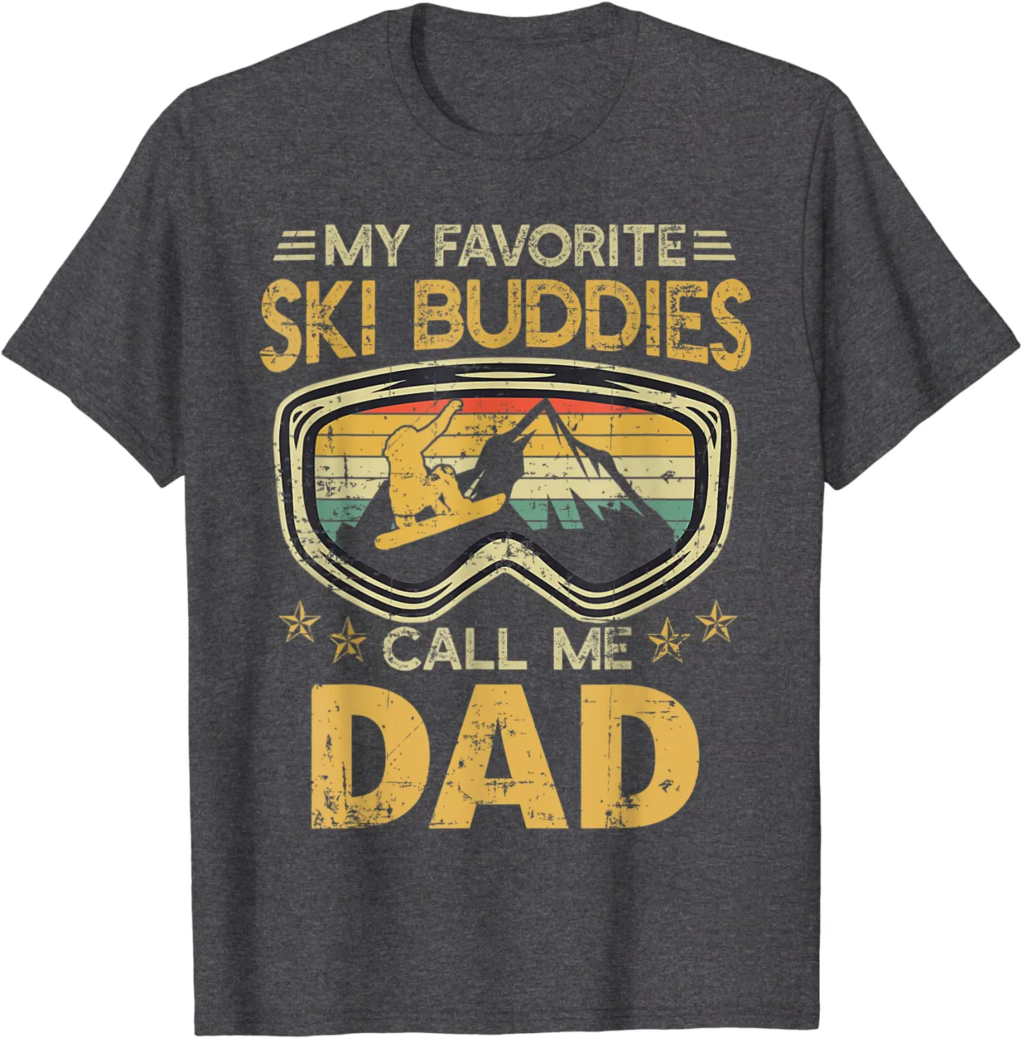 Mens Vintage My Favorite Ski Buddies Call Me Dad T-Shirt