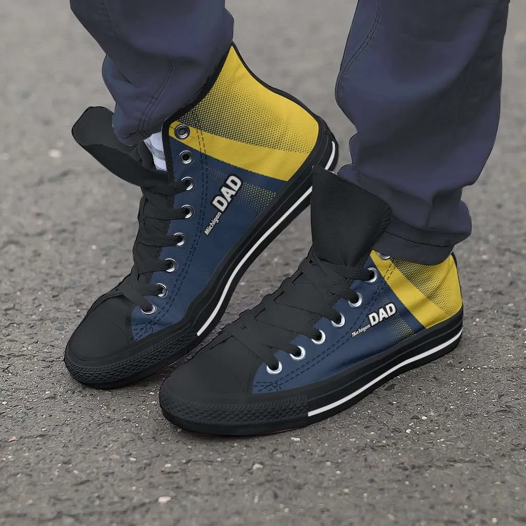 Michigan DAD Basketball Fan Canvas High Top Shoes