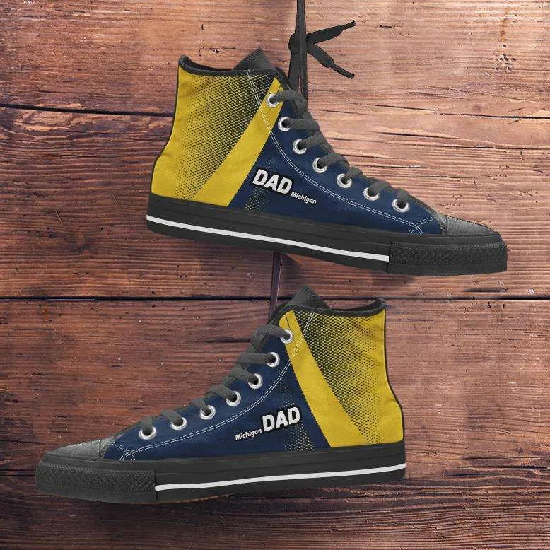 Michigan DAD Basketball Fan Canvas High Top Shoes