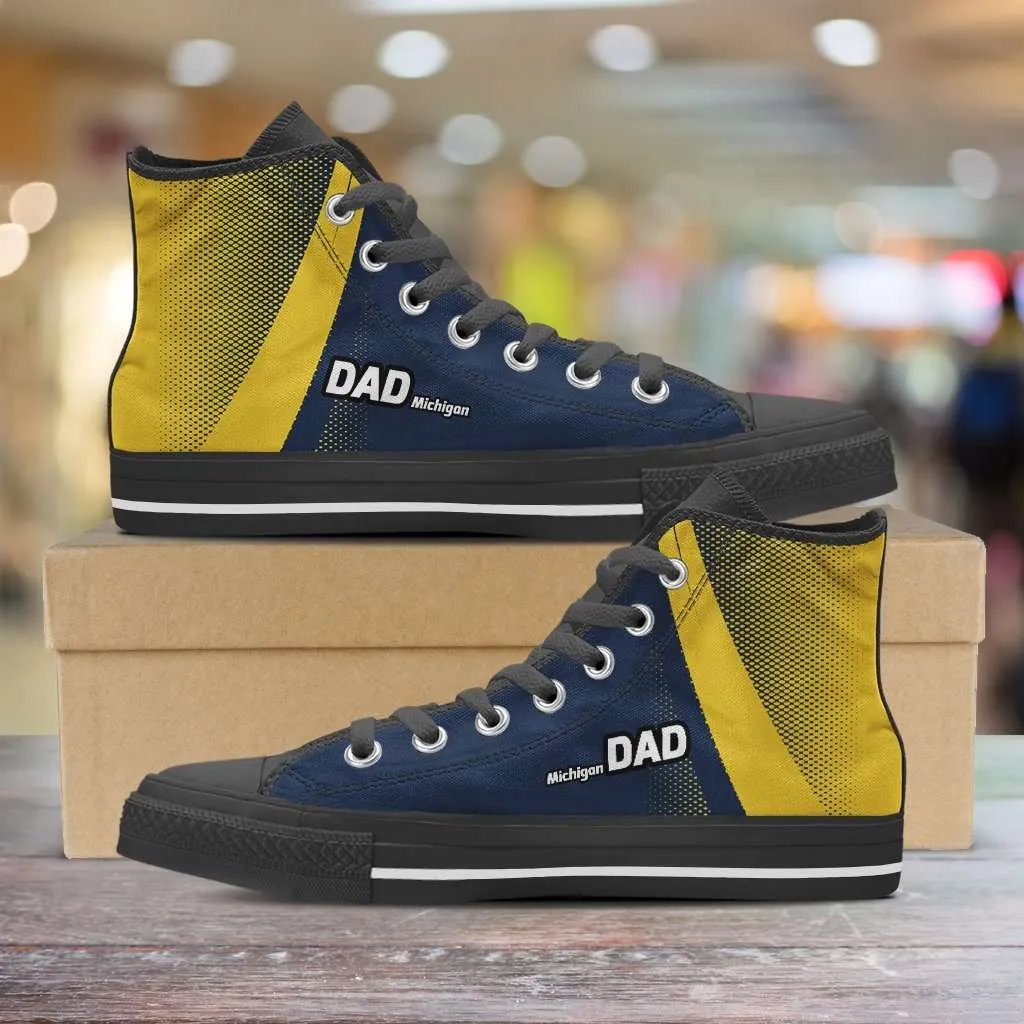 Michigan DAD Basketball Fan Canvas High Top Shoes