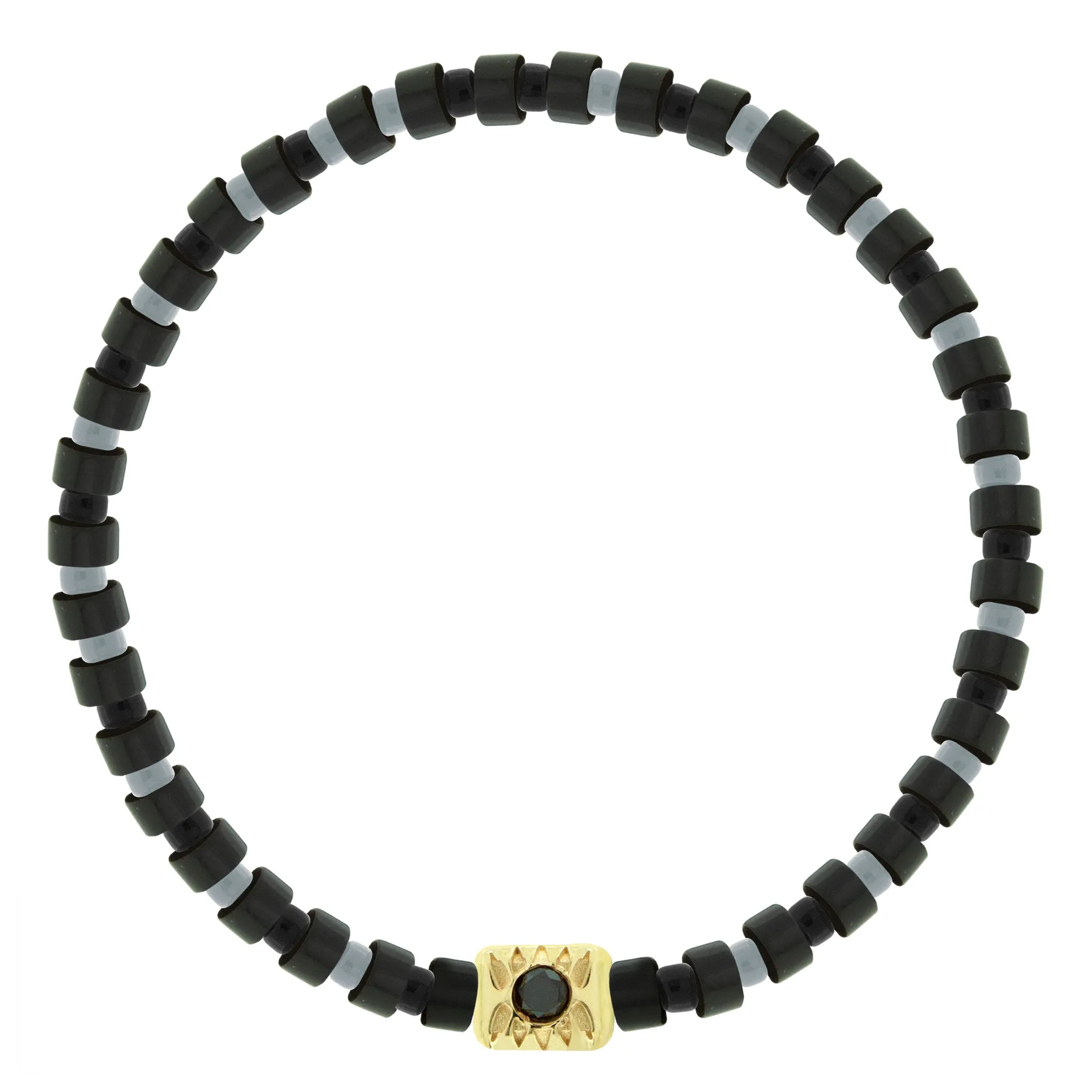 SHINE ON Eye Ingot with Black Diamond on Bead Bracelet