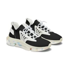 Women's Mesh Sneakers - Black with White Soles